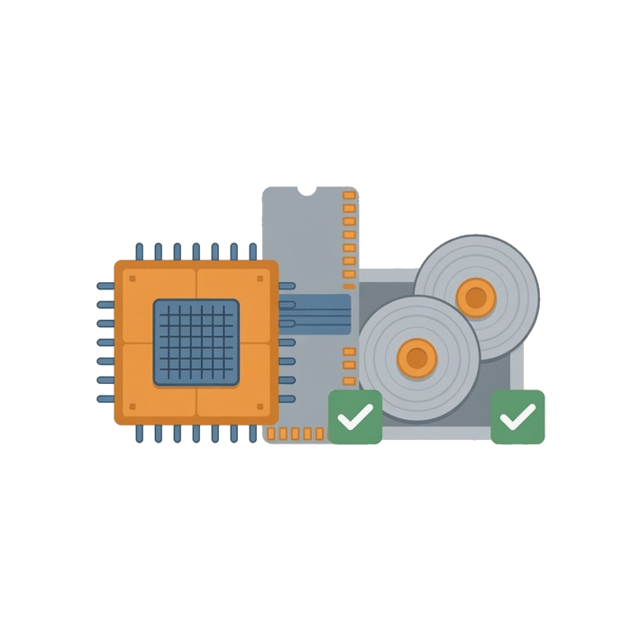 Enterprise server components including processor, memory and storage